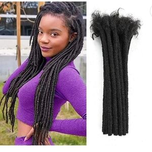 12" 100% Human Hair 0.8cm Dreadloc Extensions 32pcs Natural Black